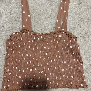 Brown floral tank top